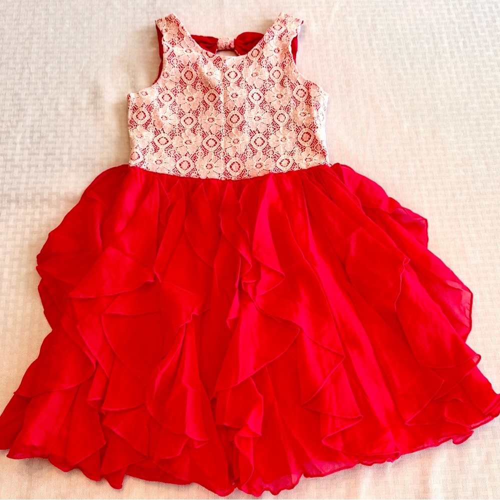 Emily West Girls Hot Pink Lace Ruffle Party Dress Size 8